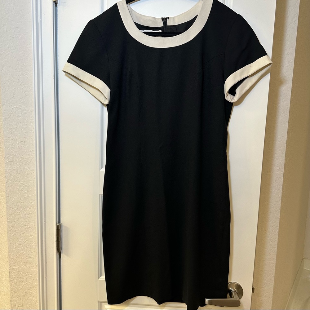 Size 4 Black Mini Dress with Cream Accents